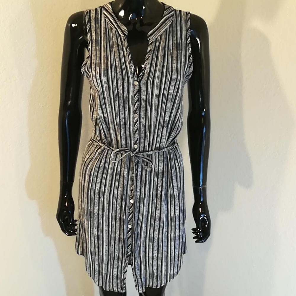 Lilyful Rayon Black White Stripe Dress